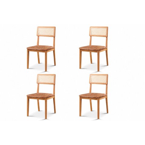 Kit 4 Cadeiras de Jantar com Encosto de Telinha Ava