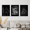 Ver imagem 2 de Kit 3 Quadros Modernos Jesus - Meu Pastor 33x24cm - com Vidro:moldura Preta