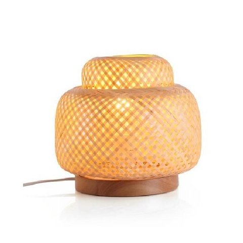 Luminaria de Mesa Colmeia de Bambu Boho 26cm - Oikos Natural