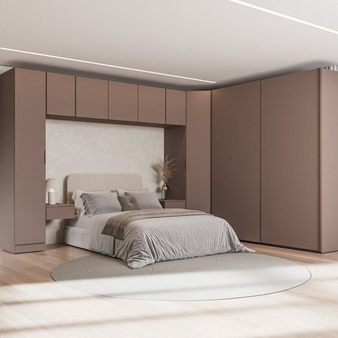 Guarda-Roupa Modulado de Canto Obliquo 8 Peças 9 Portas Orion CabeCasa MadeiraOriginals Marrom/Mocha