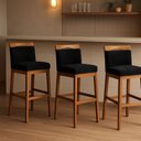 Ver imagem 2 de Kit 3 Banquetas Alta Cozinha Gourmet Conforto Suede