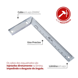 Esquadro Zamac de Pvc 12'' 30cm Durín - 2