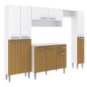 Ver imagem 1 de Armário de Cozinha Modulada Madri 256 Cm Balcão Tampo Mdp Branco Canelado - Clicklar