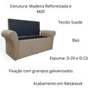 Ver imagem 3 de Calçadeira Sapatos Baú Cancun Estofada 160 Cm Queen Suede