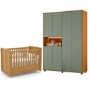 Ver imagem 1 de Berço com Guarda Roupa Infantil Americano Tutto New Vittoria MDF e MDP Freijó Cinamomo Sálvia