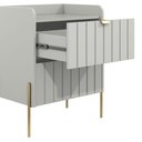 Ver imagem 6 de Mesa de Cabeceira Canto Lateral de Cama Quarto Moriah 45cm Off White com Pes Dourado