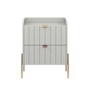 Ver imagem 2 de Mesa de Cabeceira Canto Lateral de Cama Quarto Moriah 45cm Off White com Pes Dourado