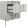 Mesa de Cabeceira Canto Lateral de Cama Quarto Moriah 45cm Off White com Pes Dourado - 6