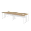 Ver imagem 2 de Mesa de Trabalho Plataforma 3,0m 4 Pessoas Mcb Pés Metal F5 Cor:macadâmia com Branco