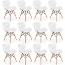Ver imagem 1 de Kit 12 Cadeiras de Jantar Charles Eames Slim Wood Estofada - Branco