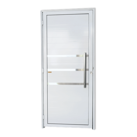 Porta Alumínio Lambril c/Friso c/Puxador D.Branco 90 Brimak