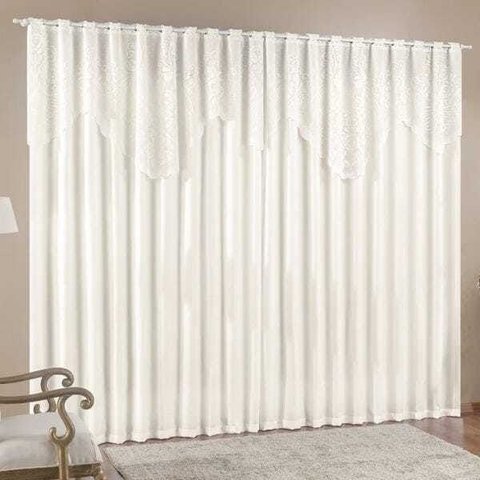 Cortina 2,00m X 1,70m do Momento Sala Quarto Renda com Microfibra P Varão Palha