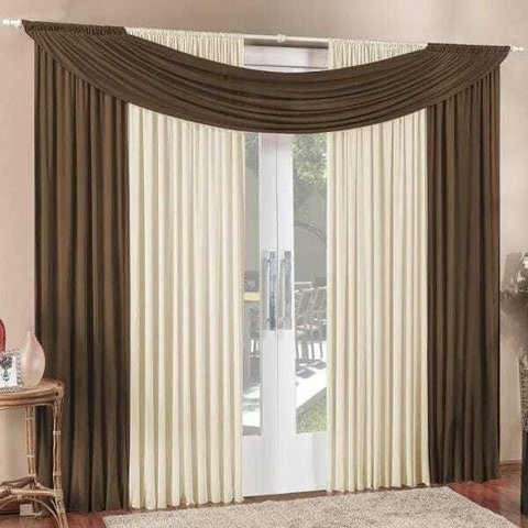 Cortina Tendência 2,00m X 1,70m para Varão em Malha Sala Quarto - Tabaco