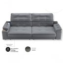 Ver imagem 6 de Sofá com Chaise Santiago 4 Lugares Retrátil e Reclinável 230cm Grafite Suede