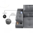 Ver imagem 4 de Sofá com Chaise Santiago 4 Lugares Retrátil e Reclinável 230cm Grafite Suede