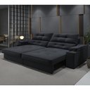 Ver imagem 1 de Sofá com Chaise Santiago 4 Lugares Retrátil e Reclinável 230cm Grafite Suede