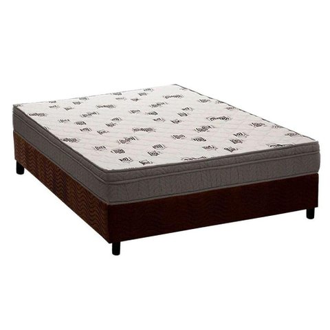 Cama Box Casal: Colchão Espuma Ortobom D45 Light Saúde + Base Crc Suede Brown(138x188)