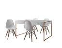 Ver imagem 2 de Conjunto Industrial Filadelfia 120x75 Ferro Cobre Tampo Branco 4 Cadeiras Brancas