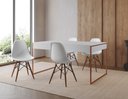 Ver imagem 1 de Conjunto Industrial Filadelfia 120x75 Ferro Cobre Tampo Branco 4 Cadeiras Brancas