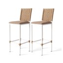 Ver imagem 1 de Conjunto 2 Banquetas Turquia Alta em Aço com Assento Estofado e Encosto de Junco Areia