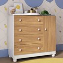 Ver imagem 1 de Cômoda Infantil 95cm 1 Porta e 4 Gavetas Allegra Multimóveis Mp4444 Branco/madeirado