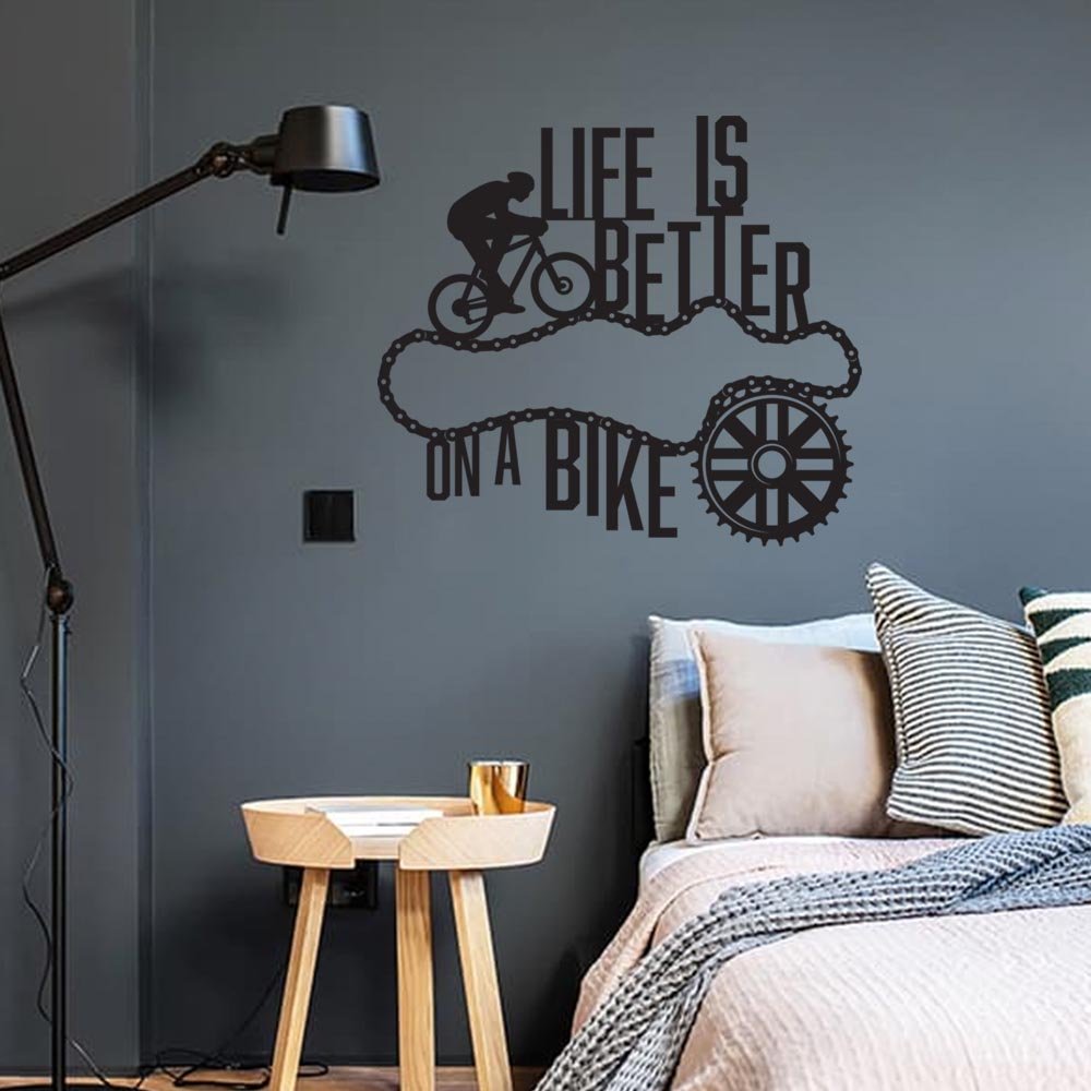 Quadro Decorativo frase de bicicleta para ciclistas - Life is Better On a Bike Up Art Personalizados - 1