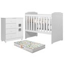 Ver imagem 1 de Berço Americano com Cômoda Carinho MDF Colchão Espuma Branco Acetinado Tigus