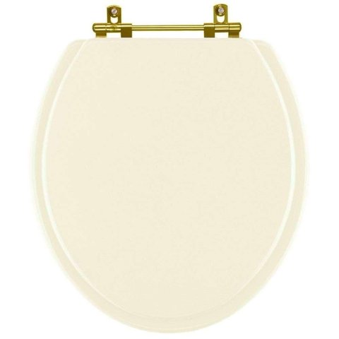 Tampa de Vaso Poliéster Convencional Creme para Bacia Deca com Ferragem Dourada