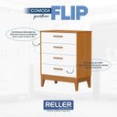 Ver imagem 5 de Jogo de Quarto Infantil Flip Cômoda 4 Gavetas e Berço Americano Branco Fosco/savana - Reller Mó