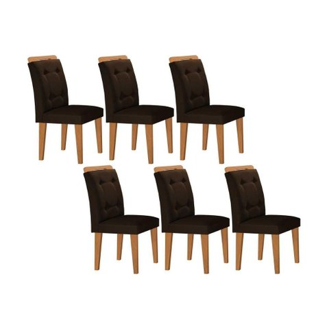 Cadeira de Cozinha Imperatriz Kit 6 Un Capuccino/suede Marrom - Rufato