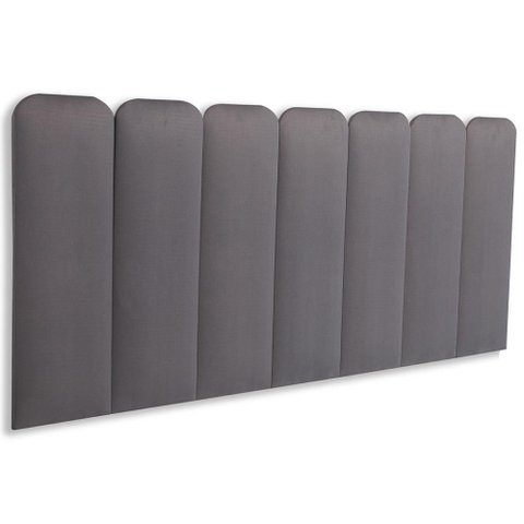 Cabeceira Casal Kit 7 Placas Modelo Arredondada - Suede Cinza