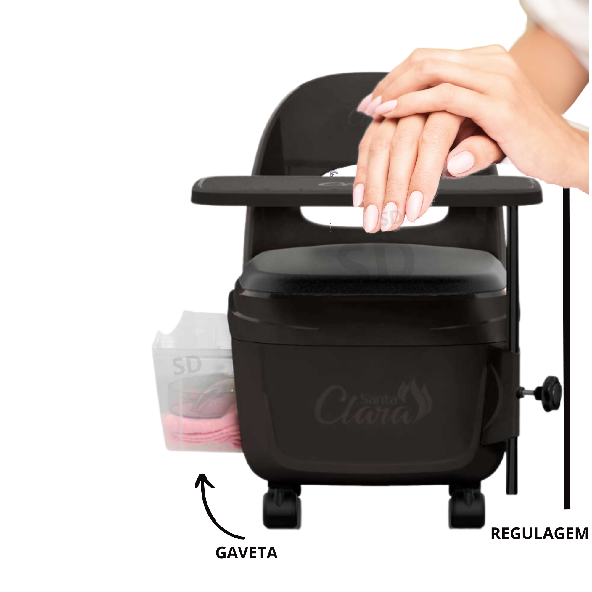 Cadeira Cirandinha Manicure Pedicure C/ Gaveta e Suporte Pés - 3