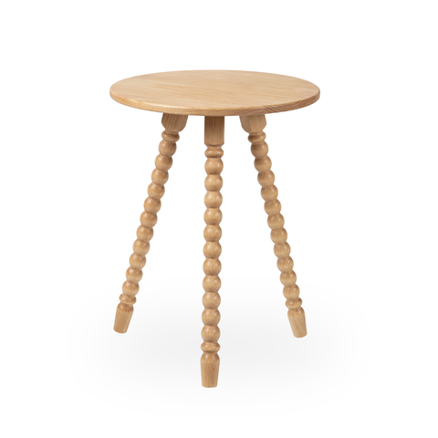 Mesa Lateral de Apoio em Madeira Maciça com Design Torneado