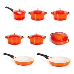Jogos de Panelas Premier Orange 8 Peças Le Cook - 12