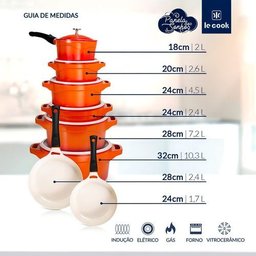 Jogos de Panelas Premier Orange 8 Peças Le Cook - 13
