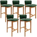 Ver imagem 1 de Kit 5 Banqueta Alta para Cozinha Sala de Jantar Bar Dara L02 Couríssimo Verde Musgo - Lyam Decor