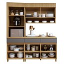 Ver imagem 4 de Cozinha Completa Modulada 3 Peças 4 Portas 3 Gavetas Torre Angular 100% MDF Realeza Premium Cinza/Carvalho/Titânio