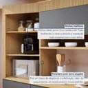 Ver imagem 6 de Cozinha Completa Modulada 3 Peças 4 Portas 3 Gavetas Torre Angular 100% MDF Realeza Premium Cinza/Carvalho/Titânio