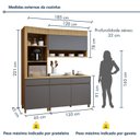 Ver imagem 3 de Cozinha Completa Modulada 3 Peças 4 Portas 3 Gavetas Torre Angular 100% MDF Realeza Premium Cinza/Carvalho/Titânio