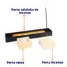 Suporte de Aço Porta Incenso com Porta Vela de Madeira Pinus 5x7x30cm - Wp Connect - 3
