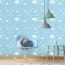 Ver imagem 2 de Papel de Parede Infantil - Nuvens, Gotas e Estrelas Arte Destaque 2 Metros