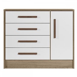 Cômoda Infantil Encanto 1 Porta 4 Gavetas Carvalho/Branco - Qmovi - 2