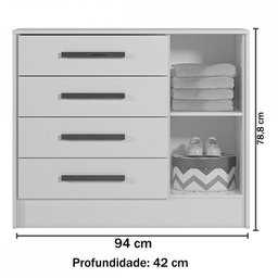 Cômoda Infantil Encanto 1 Porta 4 Gavetas Carvalho/Branco - Qmovi - 4