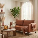 Ver imagem 3 de Sofá 2 Lugares Decorativo Atlas 1,60cm Pés Retro Linho Boucle Terracota 3201 - Vimont Moveis