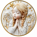 Ver imagem 4 de Quadro Anjo da Guarda em Mdf Alto Relevo com Suporte Decorativo Dourado