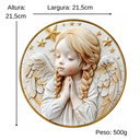 Ver imagem 5 de Quadro Anjo da Guarda em Mdf Alto Relevo com Suporte Decorativo Dourado