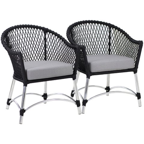 2 Poltronas Chile em Corda Náutica Alumínio Trama Original