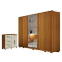 Ver imagem 1 de Guarda Roupa Casal Evo 6 Portas com Espelho Cinamomo com Cômoda São Paulo 6 Gavetas 2 Portas
