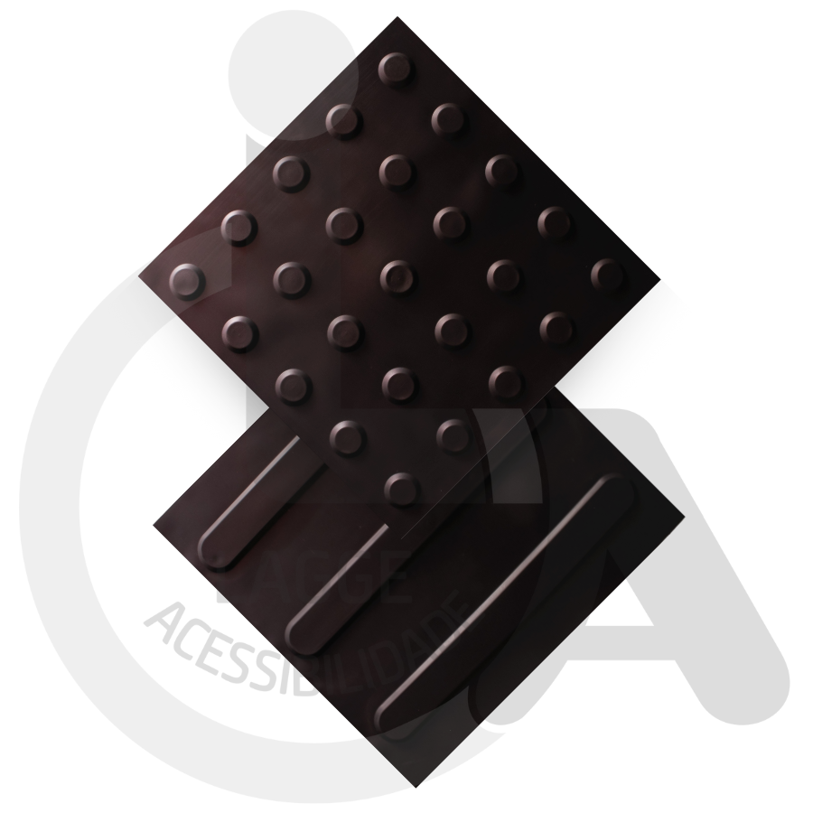 Piso Tátil Direcional Pvc 25x25cm Kit 16pçs Preto - 3