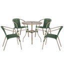 Ver imagem 1 de 04 Cadeiras Floripa e Mesa Roma 80cm Fendi Trama Original Verde